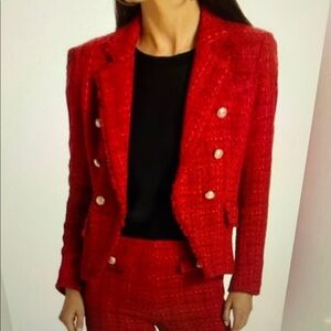 NWOT Generation Love Eliza Red tweed Double-Breasted Blazer